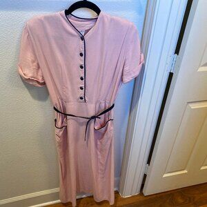 1940s Judy Palmer Pink Linen Dress